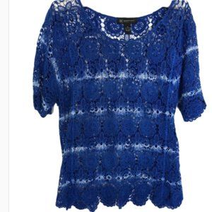 INC Blue & White Short Sleeves Top 1X